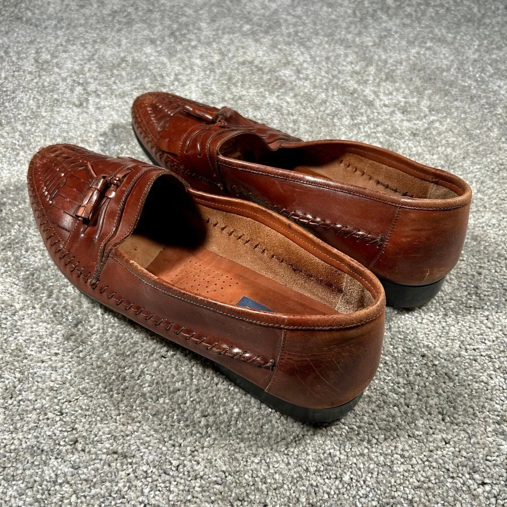 Giorgio Brutini Le Glove Men 13 D Brown Leather Woven Kiltie Tassel Loafers Epic